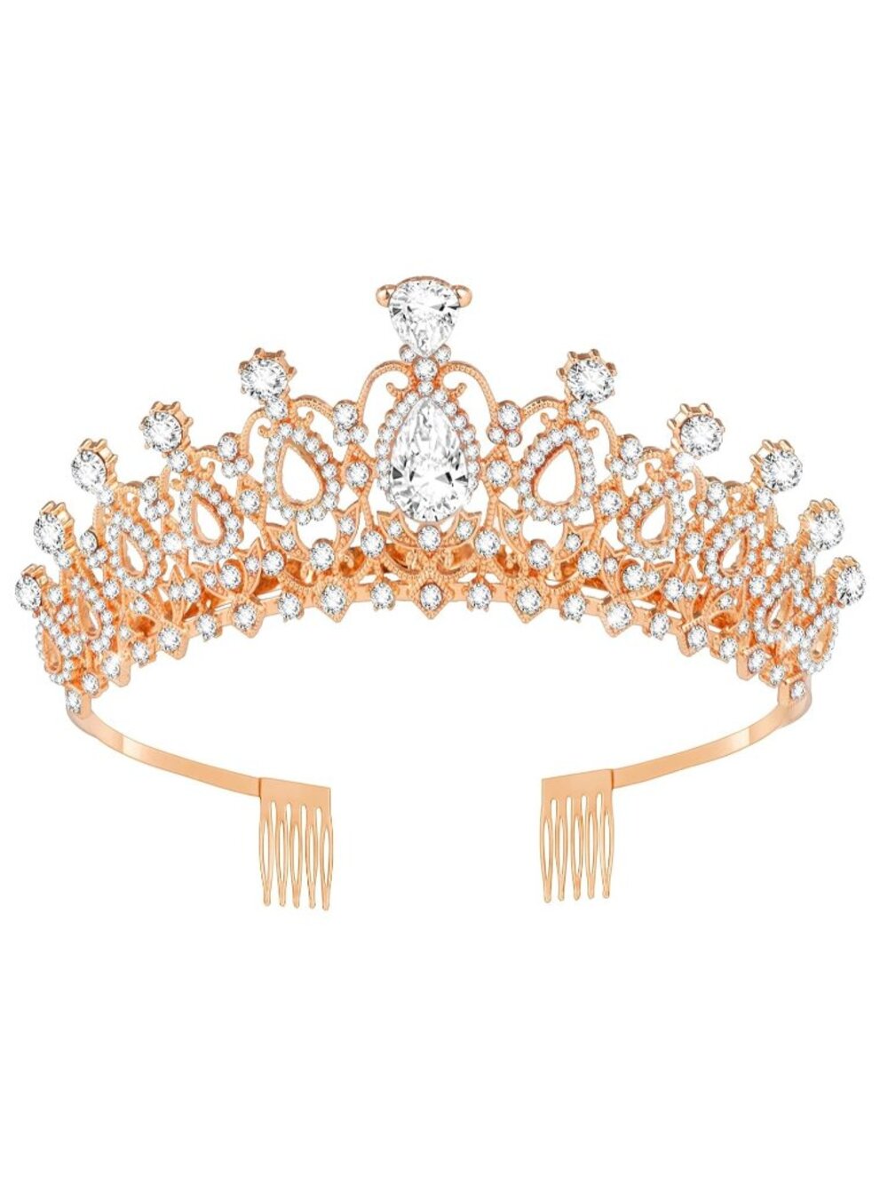 B#-Rose Queen Tiara Crown For Women Bridal Prom Birthday Party Headpiece